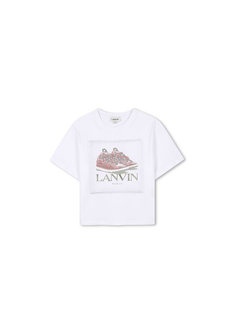 White T-shirt with Curb Print LANVIN ENFANT | N3019410P